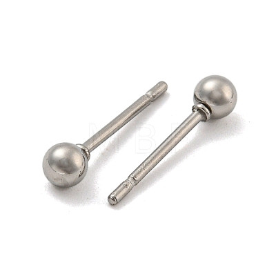 304 Stainless Steel with 201 Stainless Steel Smooth Round Ball Stud Earring Findings STAS-O004-08A-P-1