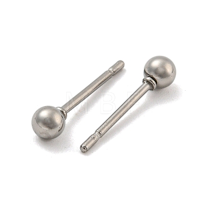 Tarnish Resistant 304 Stainless Steel with 201 Stainless Steel Smooth Round Ball Stud Earring Findings STAS-O004-08A-P-1