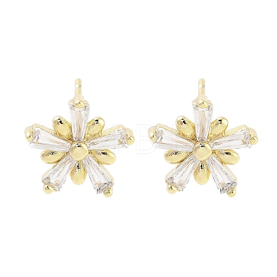 Brass Micro Pave Clear Cubic Zirconia Stud Earrings for Women EJEW-S217-E04-1