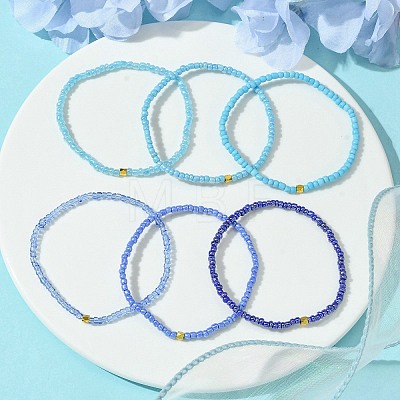 Gradient Color Glass Seed Beaded Stretch Bracelet Sets BJEW-MZ00101-01-1