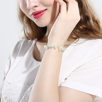 Natural New Jade Chips Stretch Bracelets BJEW-BB16534-A-1