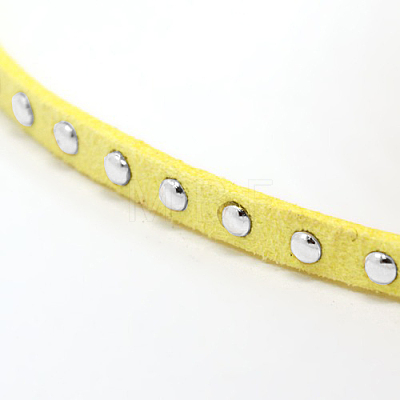 Silver Aluminum Studded Faux Suede Cord LW-D004-08-S-1