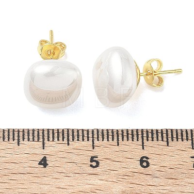 Brass & ABS Plastic Imitation Pearl Stud Earrings for Women PL-CBA760A-03A-G02-1