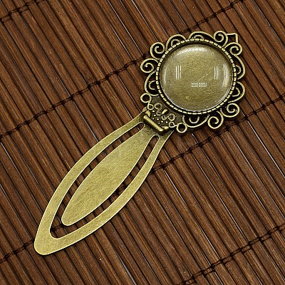 20mm Clear Domed Glass Cabochon Cover for Antique Bronze DIY Alloy Portrait Bookmark Making DIY-X0125-AB-NR-1