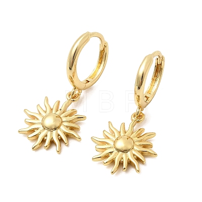 Sun Brass Hoop Earrings EJEW-H180-30A-G-1