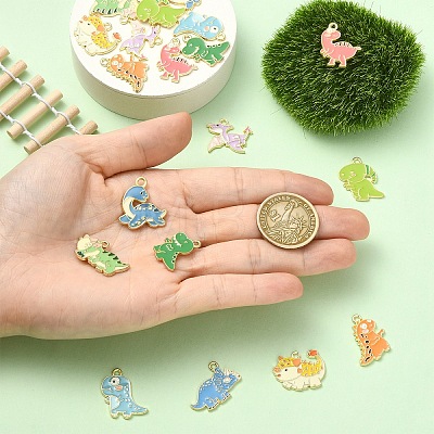 20Pcs 10 Styles Zinc Alloy Enamel Pendants ENAM-YW0008-32-1