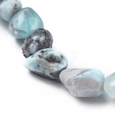 Natural Larimar Bead Stretch Bracelets BJEW-K213-65-1