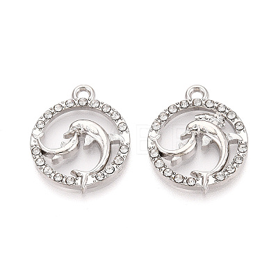 Alloy Rhinestone Pendants FIND-N008-30P-1