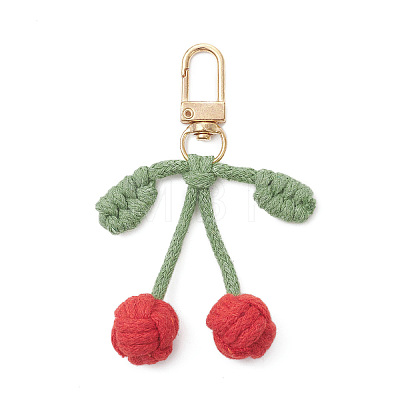 Cotton Cherry Pendants Decorations HJEW-TA00440-1
