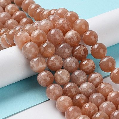 Round Natural Grade B Sunstone Beads Strands G-F222-33-10mm-1