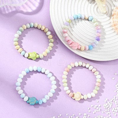 Glass & Synthetic Turquoise Beaded Bracelets BJEW-JB13889-01-1