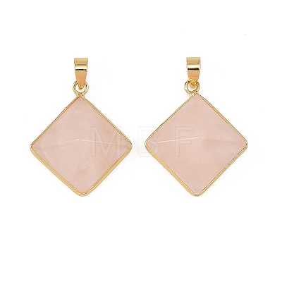 Natural Rose Quartz Pendants G-H359-03G-02-1