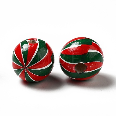 Christmas Theme Printed Natural Wooden Beads WOOD-L020-A05-1