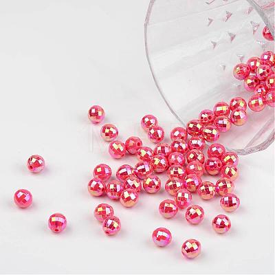 Faceted Colorful Eco-Friendly Poly Styrene Acrylic Round Beads SACR-K001-8mm-65-1