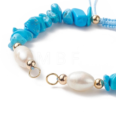 Natural Gemstone Chip & Cultured Freshwater Pearl Beaded Bracelet Sets AJEW-JB01147-1
