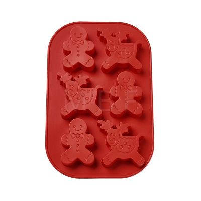 DIY Christmas Reindeer & Gingerbread Man Food Grade Silicone Molds DIY-G052-A03-1