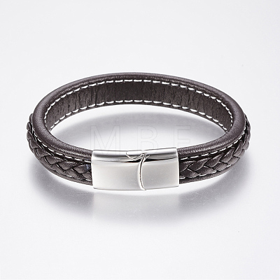 Braided Leather Cord Bracelets BJEW-H561-07F-1
