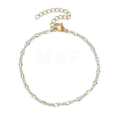2Pcs 2 Colors 304 Stainless Steel Figaro Chains Bracelet Sets BJEW-JB14356-02-1