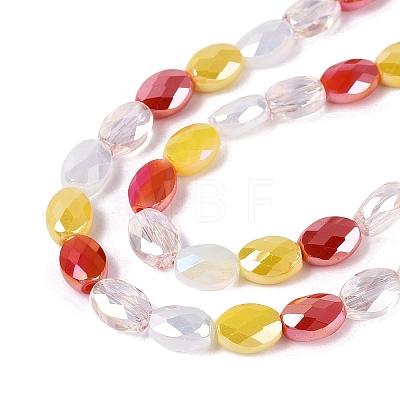 Electroplate Imitation Jade & Opaque & Transparent Glass Beads Strands EGLA-Q135-6x8MM-01B-1