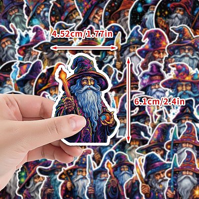 50Pcs Magician PVC Self-Adhesive Stickers PW-WG279C1-01-1