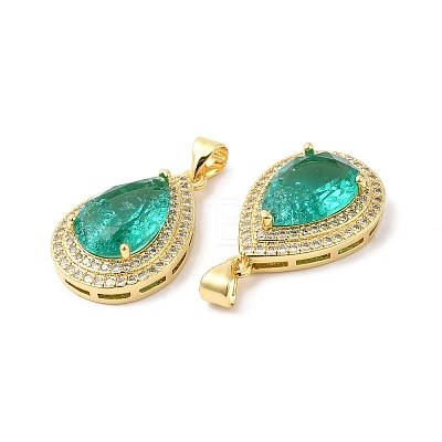 Real 16K Gold Plated Brass Micro Pave Cubic Zirconia Pendants ZIRC-L103-062G-02-1