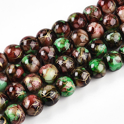 Baking Painted Glass Beads Strands DGLA-N003-8mm-B07-1