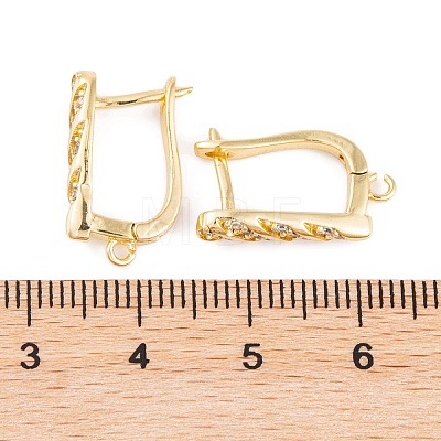 Rack Plating Brass Cubic Zirconia Hoop Earring Findings KK-S374-04G-02-1
