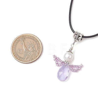 Angel Glass Sead Beaded Wing Pendant Necklaces NJEW-MZ00090-03-1