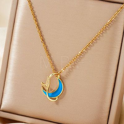 Shiny Brass Micro Pave Clear Cubic Zirconia Pendant Necklaces for Women FQ5773-1