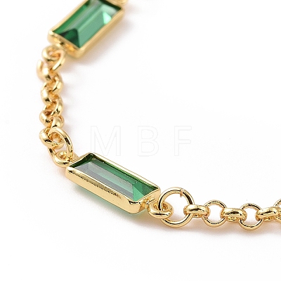Rectangle Cubic Zirconia Chain Bracelets BJEW-G654-02G-03-1