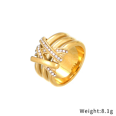 Crystal Rhinestone Wide Finger Ring XA6201-5-1