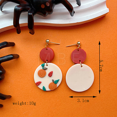 Halloween Alloy Polymer Clay Dangle Stud Earrings FS-WGD4736-08-1