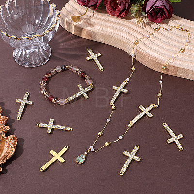 12Pcs Religion Alloy Crystal Rhinestone Connector Charms FIND-PH0038-15G-1