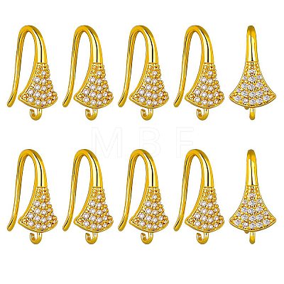 10 Pair Brass Micro Pave Clear Cubic Zirconia Earring Hooks ZIRC-SZ0005-01-1