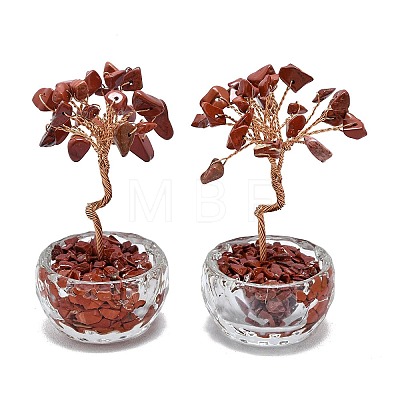 Natural Red Jasper Chip Pachira Glabra Display Decorations DJEW-K025-04D-1