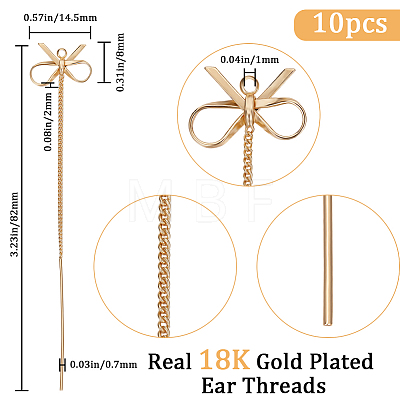 10Pcs Brass Chains Stud Earring Findings KK-BBC0009-82-1