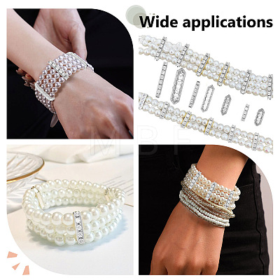 120Pcs 4 Styles Alloy Crystal Rhinestone Spacer Bars FIND-ME0004-07S-1