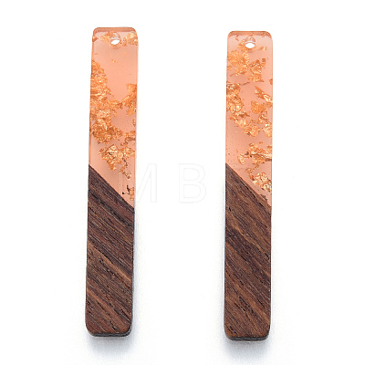 Transparent Resin & Walnut Wood Big Pendants RESI-N025-034-A05-1