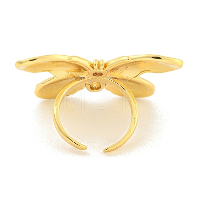 Rack Plating Butterfly Brass Finger Rings for Women RJEW-C103-05G-1