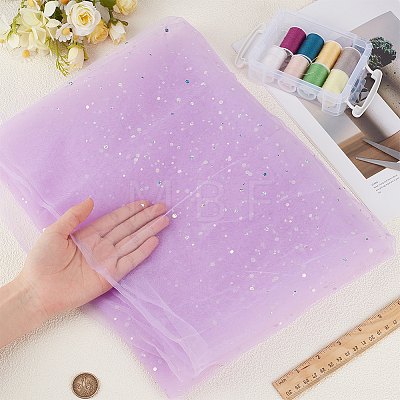 1M Sequins Polyester Organza Fabrics DIY-CY0003-41A-1