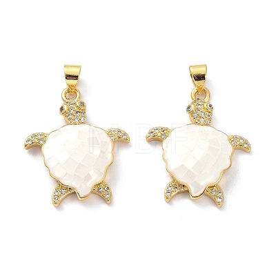 Real 18K Gold Plated Brass Micro Pave Clear Cubic Zirconia Pendants X-KK-D004-05G-D-1