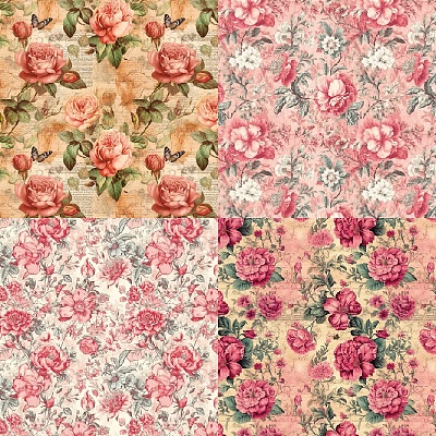 Flower Pattern Scrapbook Paper SCRA-PW0010-06-1