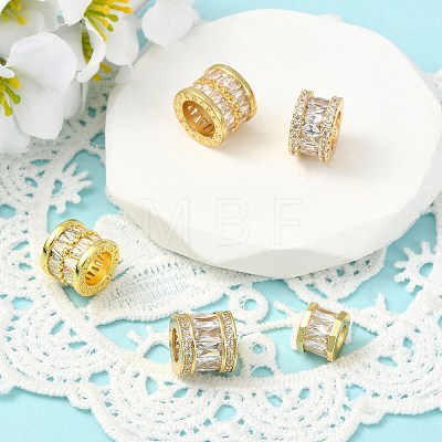 5Pcs 5 Styles Brass Micro Pave Cubic Zirconia European Beads KK-CJ0005-77-1