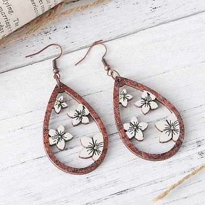 Wood Dangle Earrings FS-WG2DA7D-01-1