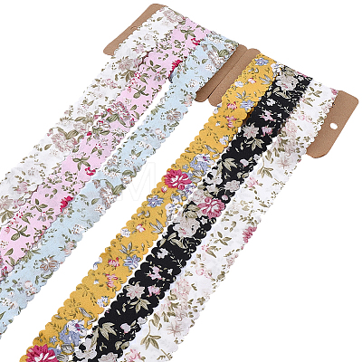 2Sets 2 Styles Polyester Flower Printed Ribbon OCOR-CY0004-52-1