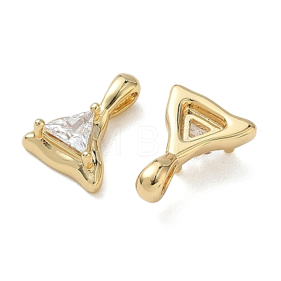 Brass Micro Pave Clear Cubic Zirconia Pendants KK-C259-01G-1