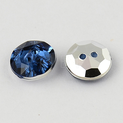 2-Hole Taiwan Acrylic Rhinestone Flat Round Buttons BUTT-F015-11.5mm-17-1
