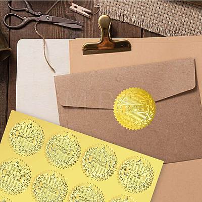 34 Sheets Self Adhesive Gold Foil Embossed Stickers DIY-WH0509-031-1