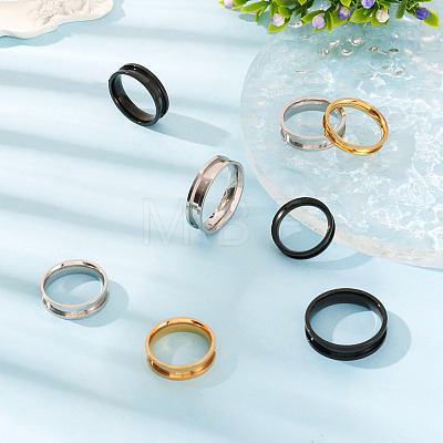 12Pcs 6 Size 201 Stainless Steel Grooved Finger Ring Settings RJEW-TA0001-05EB-1