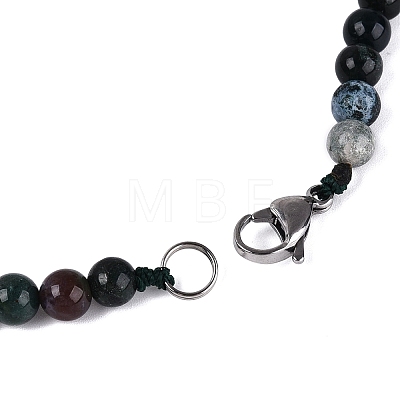Natural Indian Agate Round Beaded Fan Bib Necklaces NJEW-N064-04D-1